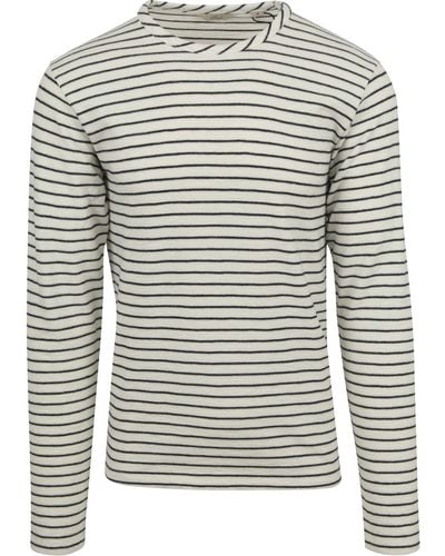 Dstrezzed Sweat-shirt Pull Dylan Rayures Blanche - Gris