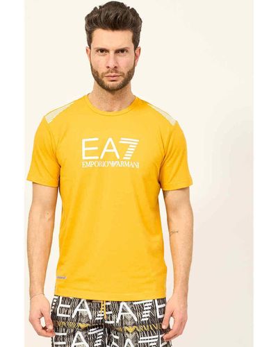 EA7 T-shirt T-shirt ras du cou 7 Lines en tissu recyclé - Jaune