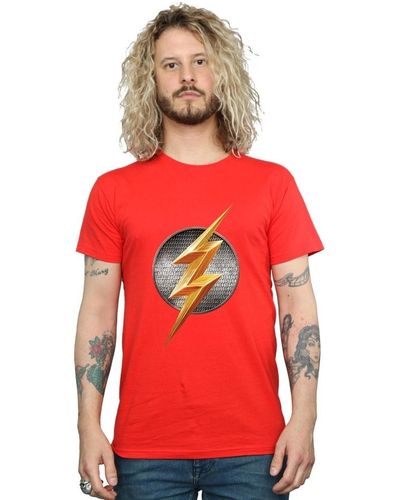 Dc Comics T-shirt Justice League Movie Flash Emblem - Rouge
