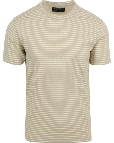 Marc O' Polo T-shirt T-Shirt De Lin Rayures Ecru - Neutre