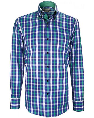 Emporio Balzani Chemise chemise double col a coudieres lorenzo vert - Bleu