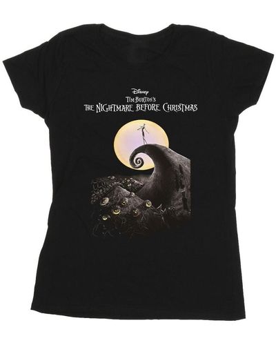 Nightmare Before Christmas T-shirt Moon Poster - Noir