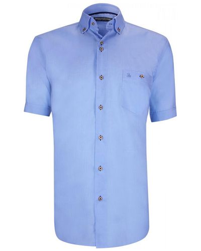 Emporio Balzani Chemise chemisette lin classique coupe droite olino bleu