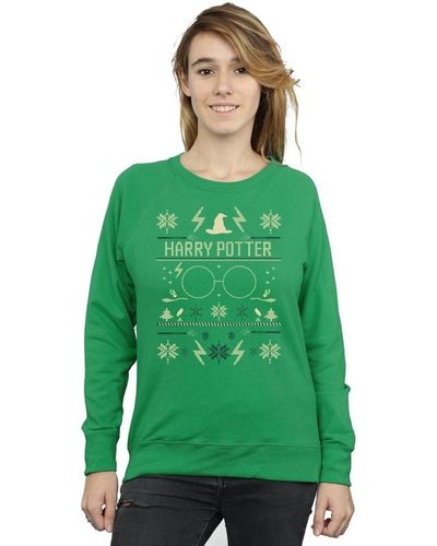 Harry Potter Sweat-shirt Christmas Pattern - Vert