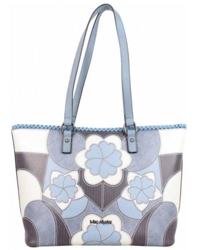 Mac Alyster Cabas Sac shopping Impression bleu motif fleur
