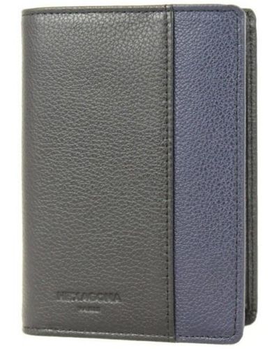 Hexagona Sacoche Petit portefeuille cuir RFID - Noir / Bleu - Gris