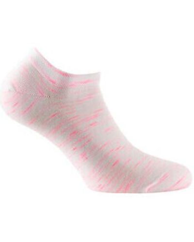 Achile Chaussettes Invisibles design hachuré fluo MADE IN FRANCE - Rose