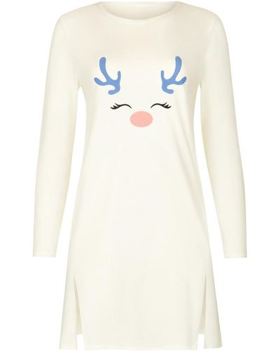 Lisca Pyjamas / Chemises de nuit Chemise de nuit manches longues Holiday Cheek - Blanc