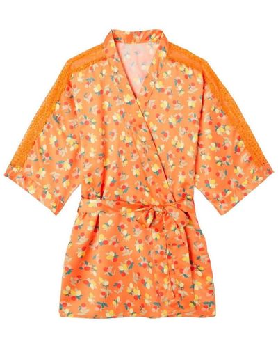 Pommpoire Pyjamas / Chemises de nuit Kimono imprimé orange Nouméa
