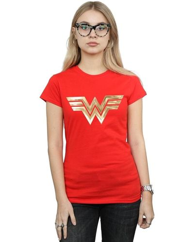 Dc Comics T-shirt Wonder Woman 84 Gold Emblem - Rouge