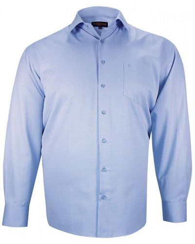 Doublissimo Chemise chemise forte taille tissus premium armure bastini bleu