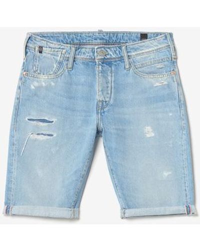Le Temps Des Cerises Short Bermuda laredo en jeans bleu clair délavé destroy