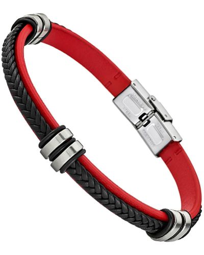 Lotus Bracelets Bracelet homme cuir tressé noir et rouge