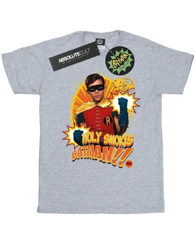 Dc Comics T-shirt Batman TV Series Holy Smokes - Gris