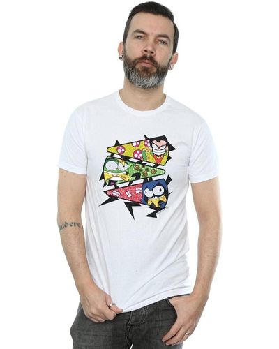 Dc Comics T-shirt Teen Titans Go Pizza Slice - Blanc