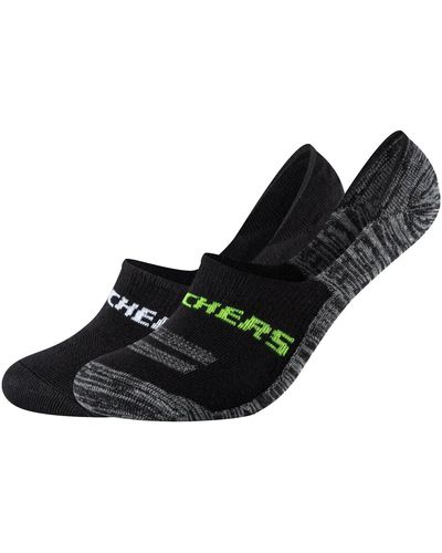 Skechers Socquettes 2PPK Mesh Ventilation Footies Socks - Noir