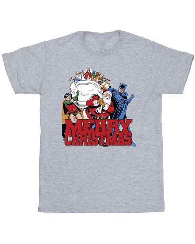 Dc Comics T-shirt Batman Merry Christmas Comic - Gris