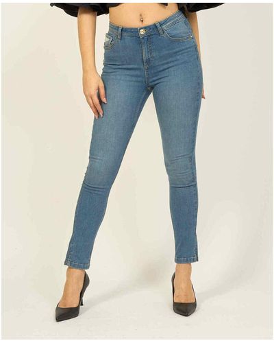 Yes-Zee Jeans Jean en modèle legging en coton - Bleu
