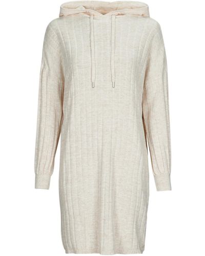 ONLY Robe courte ONLTESSA CAREY L/S HOOD DRESS NCA KNT - Blanc