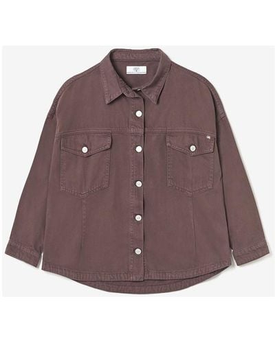 Le Temps Des Cerises Veste Veste eliza en jeans lie de vin - Marron