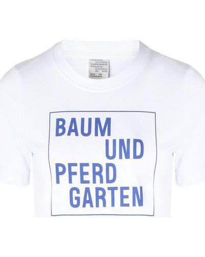 Baum und Pferdgarten T-shirt T-Shirt blanc avec impression bleue