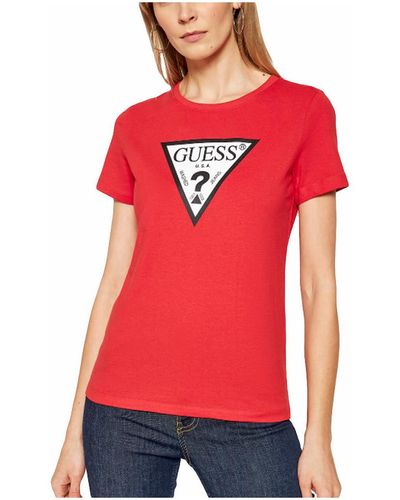 Guess T-shirt Classic logo triangle - Rouge