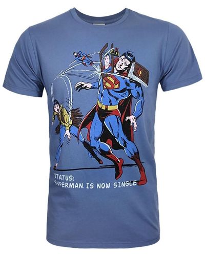 Junk Food T-shirt Superman Is Now Single - Bleu