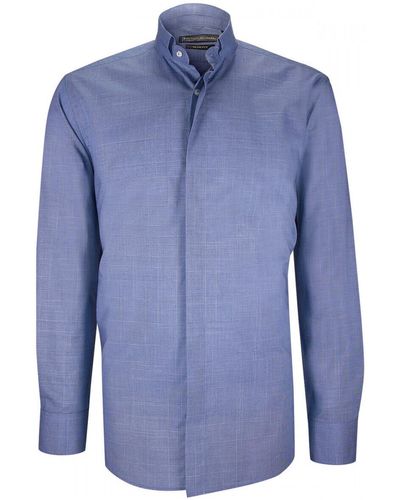Emporio Balzani Chemise chemise mode col cousu mao a motifs milo bleu