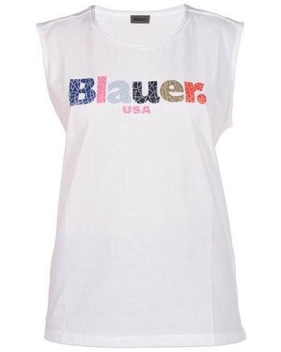 Blauer T-shirt - Blanc