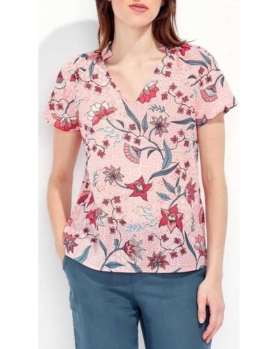 La Fiancee Du Mekong T-shirt Top coton bio imprimé JIRANI - Rose