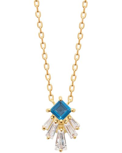 Brillaxis Collier Collier pendentif pavé bleu et blanc - Métallisé