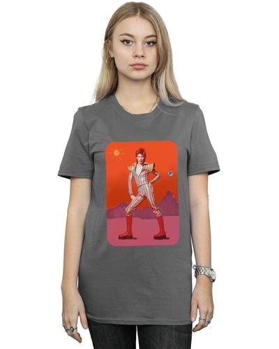 David Bowie T-shirt On Mars - Gris