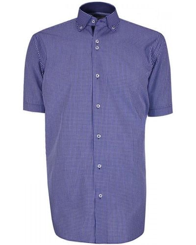 Emporio Balzani Chemise chemisette classique coupe droite quadri bleu