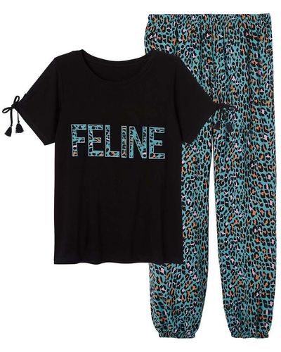 Pommpoire Pyjamas / Chemises de nuit Pyjama Féline - Bleu