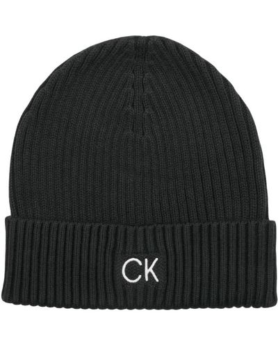 Calvin Klein Bonnet CLASSIC COTTON RIB BEANIE - Noir