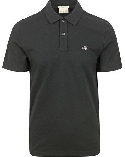GANT T-shirt Shield Piqué Polo Noir