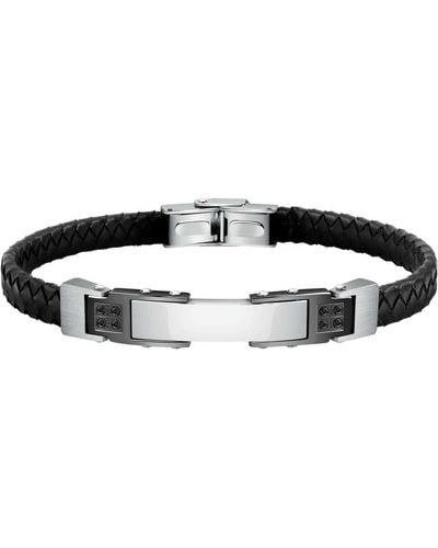 Morellato Bracelets Bracelet en Acier Blanc et Cuir Noir