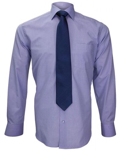 Emporio Balzani Chemise chemise premium classique- fil a fil bleu - Violet