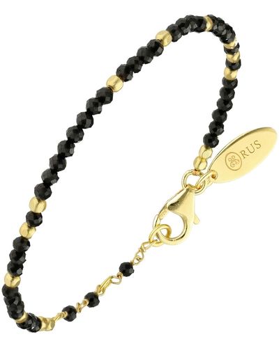 Orusbijoux Bracelets Bracelet Argent Doré Simple Perles Naturelles Noires - Métallisé