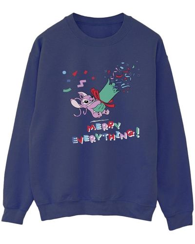 Disney Sweat-shirt Lilo And Stitch Angel Merry Everything - Bleu