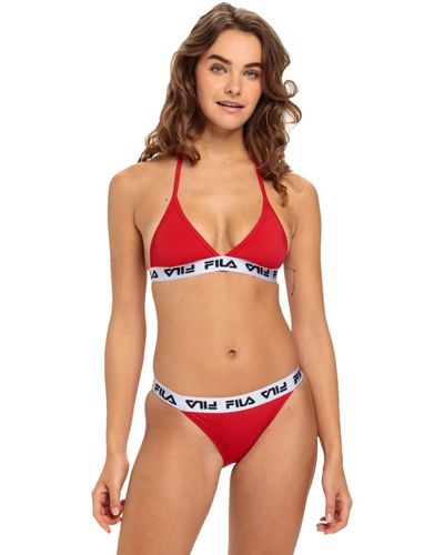 Fila Maillots de bain Costume de Bikini Triangle FENDU pour Rouge et Blanc