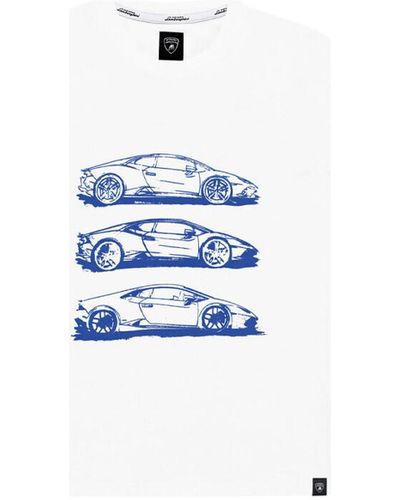 Automobili Lamborghini T-shirt T-shirt 72XBH009 blanc - Bleu