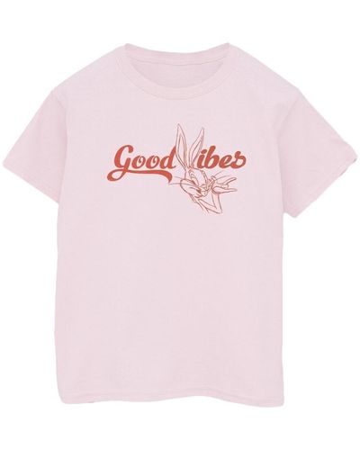 Dessins Animés T-shirt Bugs Bunny Good Vibes - Rose