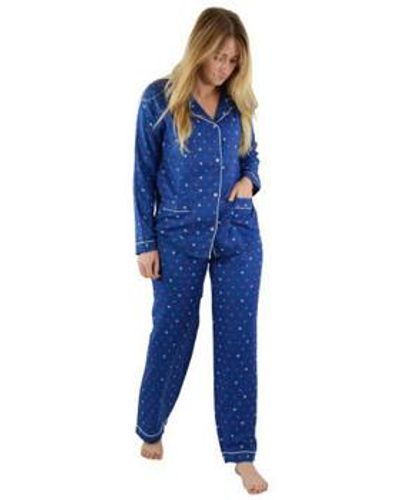 Achile Pyjamas / Chemises de nuit Pyjama long en viscose motifs étoiles colorées - Bleu