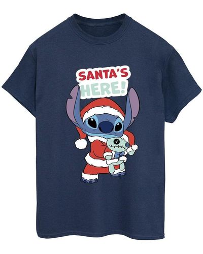 Disney T-shirt Lilo Stitch Santa's Here - Bleu