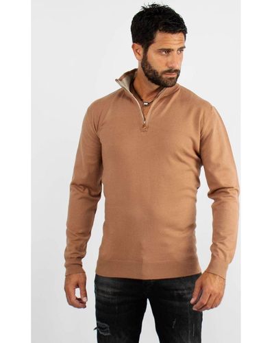 Hollyghost Pull Pull à col zip camel - Marron