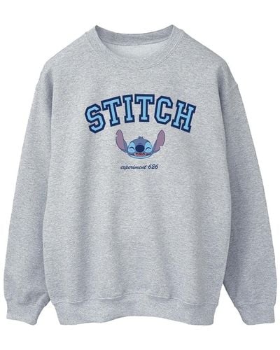 Disney Sweat-shirt Lilo And Stitch Collegial - Bleu