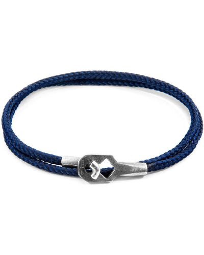 Anchor and Crew Bracelets Bracelet Tenby Argent Et Corde - Bleu