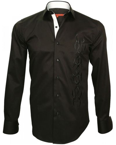 Andrew Mc Allister Chemise chemise brodee etnica noir