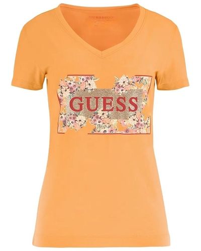Guess T-shirt Fleurs - Orange